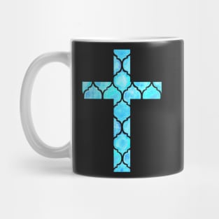 Blue Easter Cross Design Mug